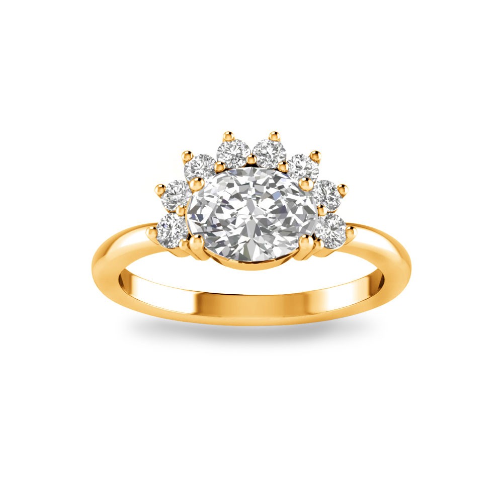2 Ct Oval Moissanite & 0.33 Ctw Diamond Vintage Half Halo Engagement Ring