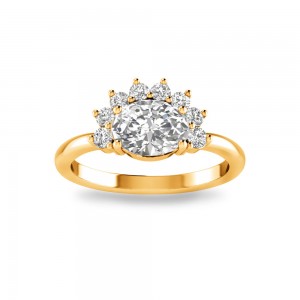 2 Ct Oval Lab Diamond Vintage Half Halo Engagement Ring