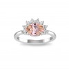 2 Ct Oval Morganite & Diamond Vintage Half Halo Engagement Ring