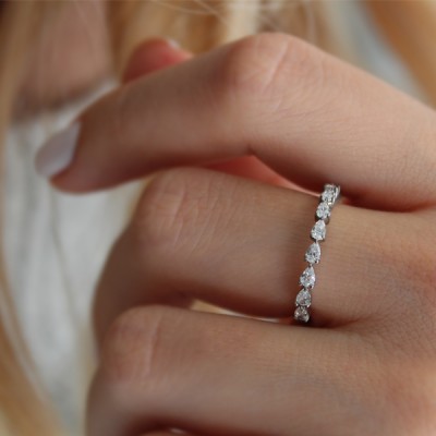 East West Pear Diamond Stackable Band