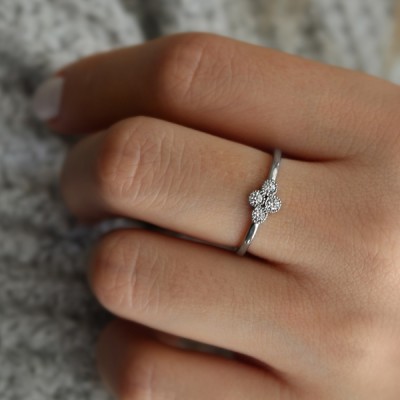 Diamond Four Stone Cluster Ring