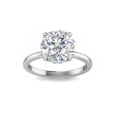 5 Ct Round Moissanite & .28 Ctw Diamond Hidden Halo Engagement Ring