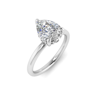 2.18 Ctw Pear CZ Hidden Halo Engagement Ring