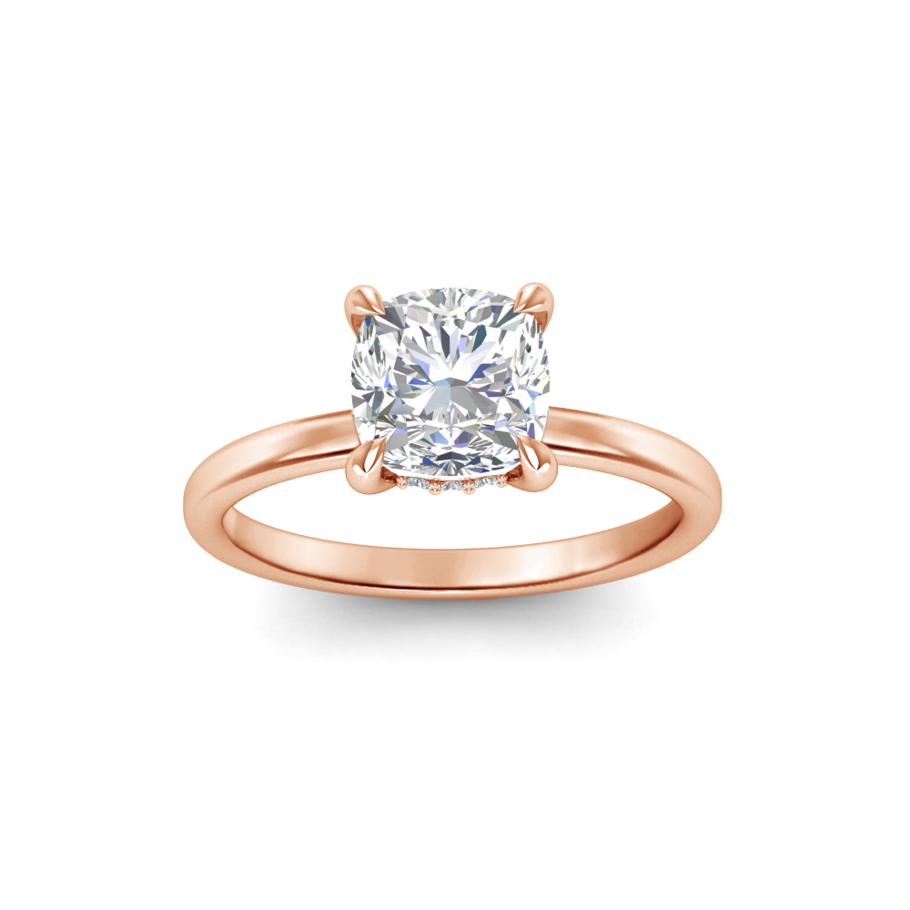 1.5 Ct Cushion Lab Diamond & .10 Ctw Diamond Hidden Halo Engagement Ring