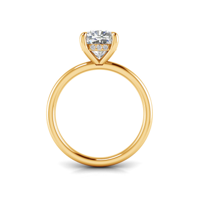 4 Ct Cushion Lab Diamond & .10 Ct Diamond Hidden Halo Engagement Ring