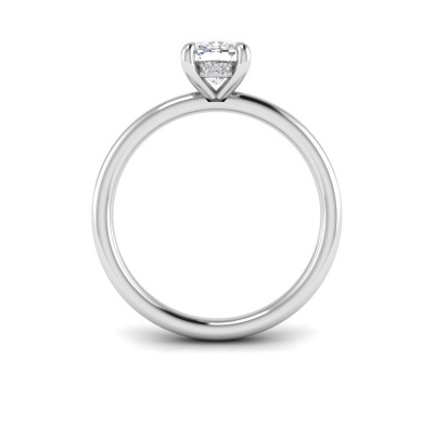 1 Ct Elongated Cushion Moissanite & .10 Ct Diamond Hidden Halo Engagement Ring