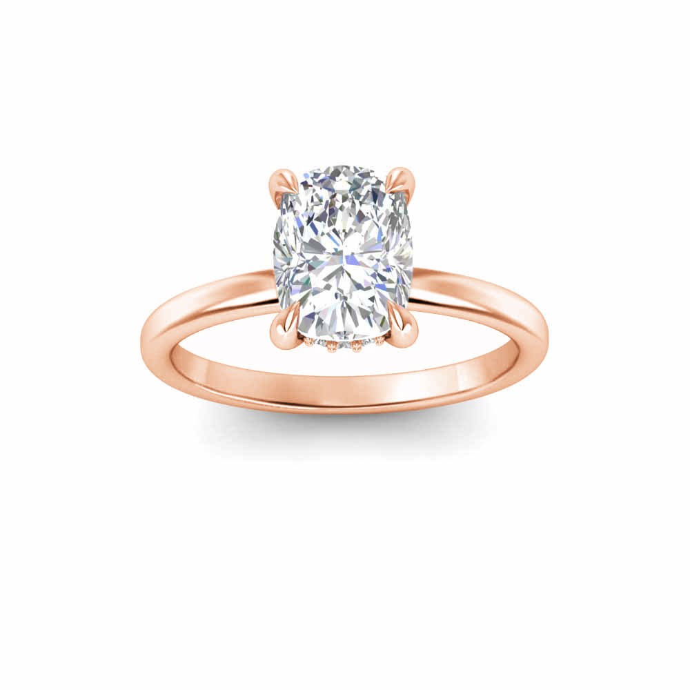 2.1 Ct Elongated Cushion Natural Diamond Hidden Halo Engagement Ring