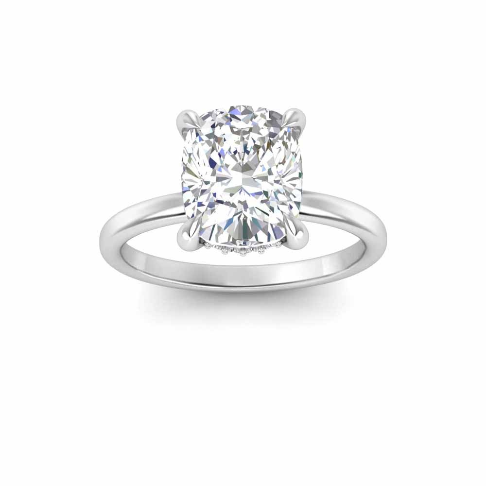 3.5 Ct Elongated Cushion CZ Hidden Halo Engagement Ring