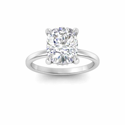 3.5 Ct Elongated Cushion CZ Hidden Halo Engagement Ring
