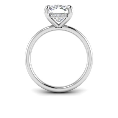 3.5 Ct Elongated Cushion CZ Hidden Halo Engagement Ring