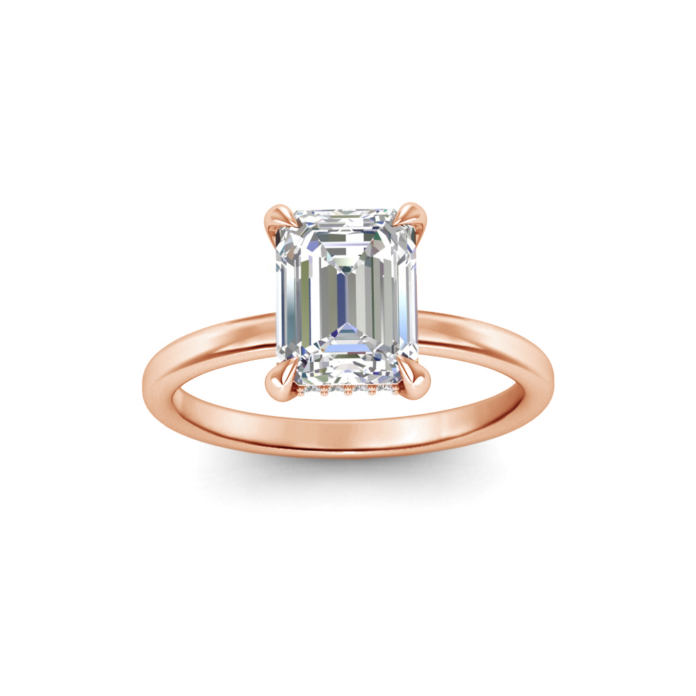 2.5 Ct Emerald Lab Diamond & .10 Ctw Diamond Hidden Halo Engagement Ring