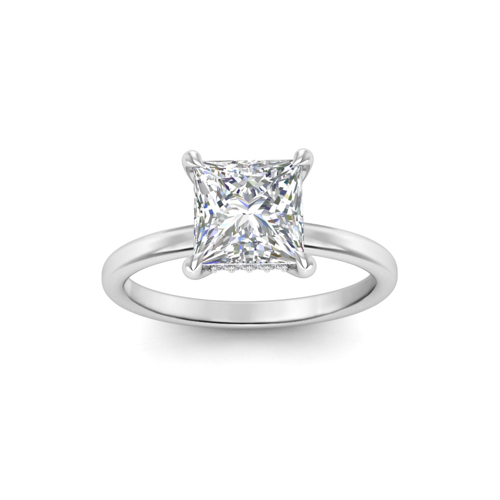 1.5 Ct Princess Lab Diamond & .10 Ctw Diamond Hidden Halo Engagement Ring
