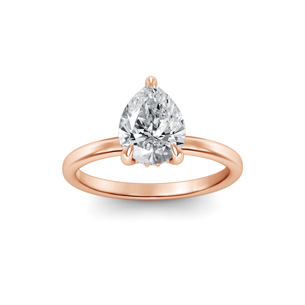 4 Ct Pear Moissanite & .23 Ctw Diamond Hidden Halo Engagement Ring