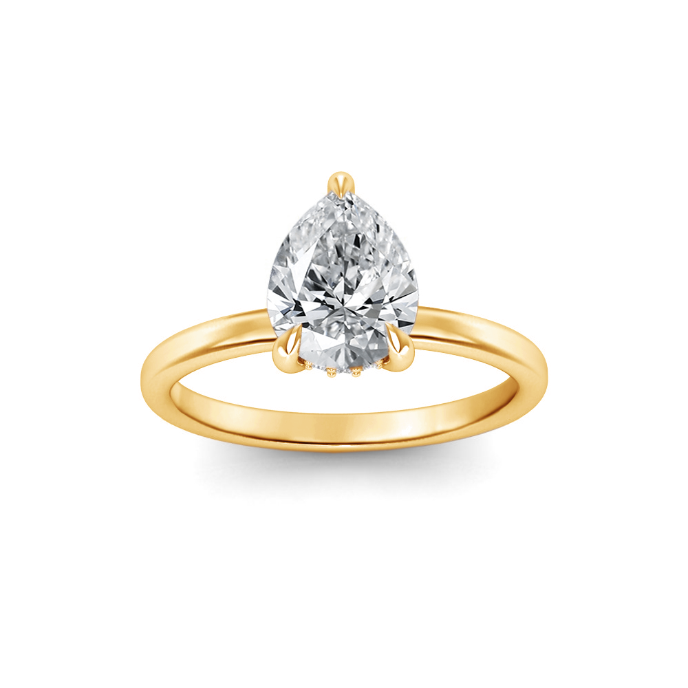 4 Ct Pear Lab Diamond & .10 Ct Diamond Hidden Halo Engagement Ring