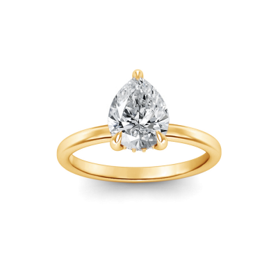 4 Ct Pear Lab Diamond & .10 Ct Diamond Hidden Halo Engagement Ring