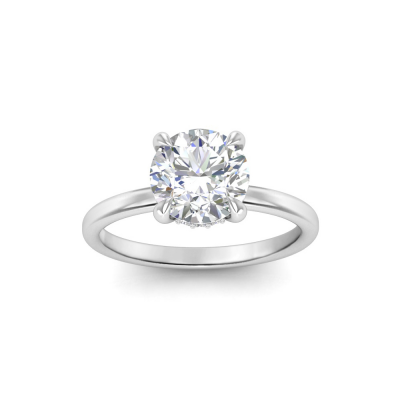 2 Ct Round Lab Diamond & .10 Ctw Diamond Hidden Halo Engagement Ring