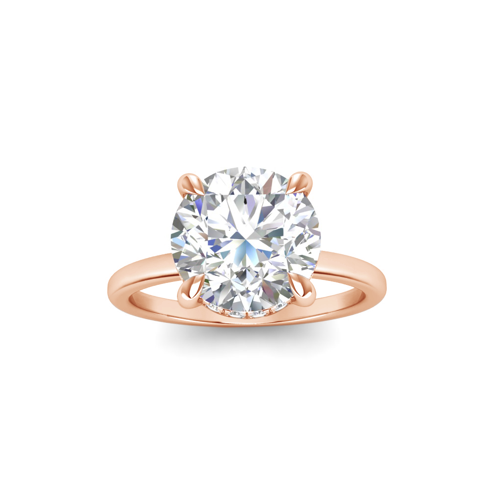 4.21 Ctw Round CZ Hidden Halo Engagement Ring