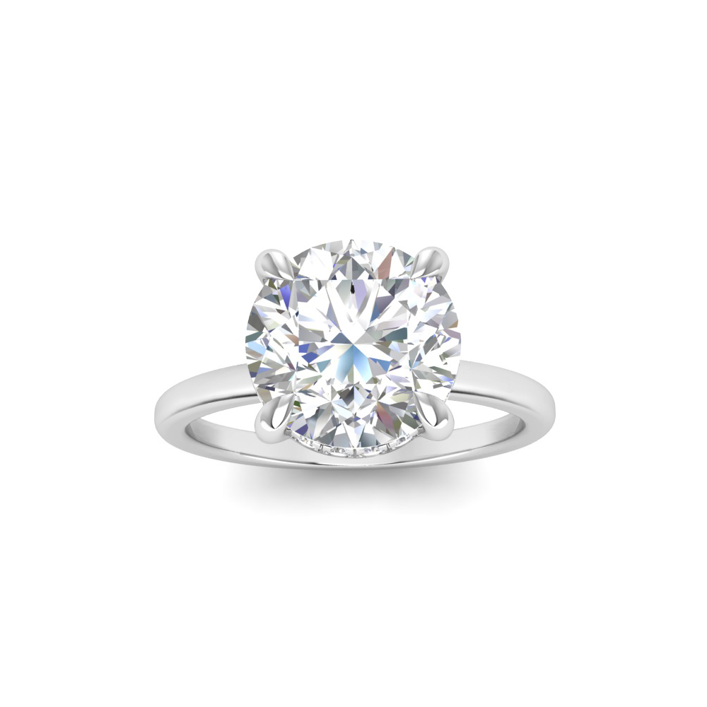 4 Ct Round Moissanite & .10 Ct Diamond Hidden Halo Engagement Ring