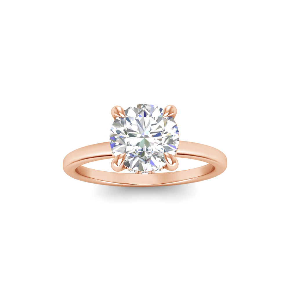 1.5 Ct Round CZ Hidden Halo Engagement Ring