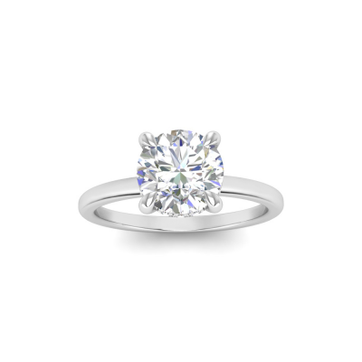1.5 Ct Round Moissanite & .10 Ctw Diamond Hidden Halo Engagement Ring