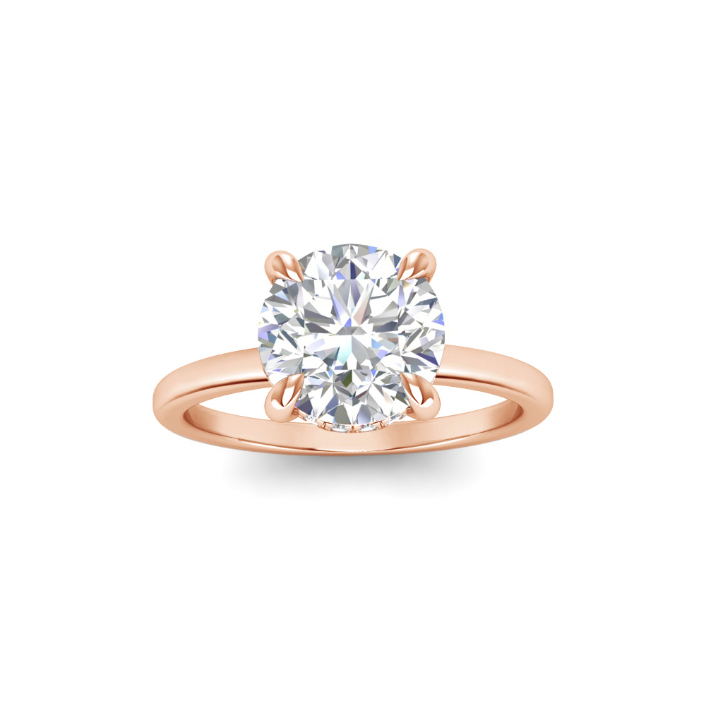 2 Ct Round Moissanite & .11 ctw Diamond Hidden Halo Engagement Ring