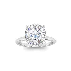 3 Ct Round Moissanite & .15 Ctw Round Diamond Hidden Halo Engagement Ring