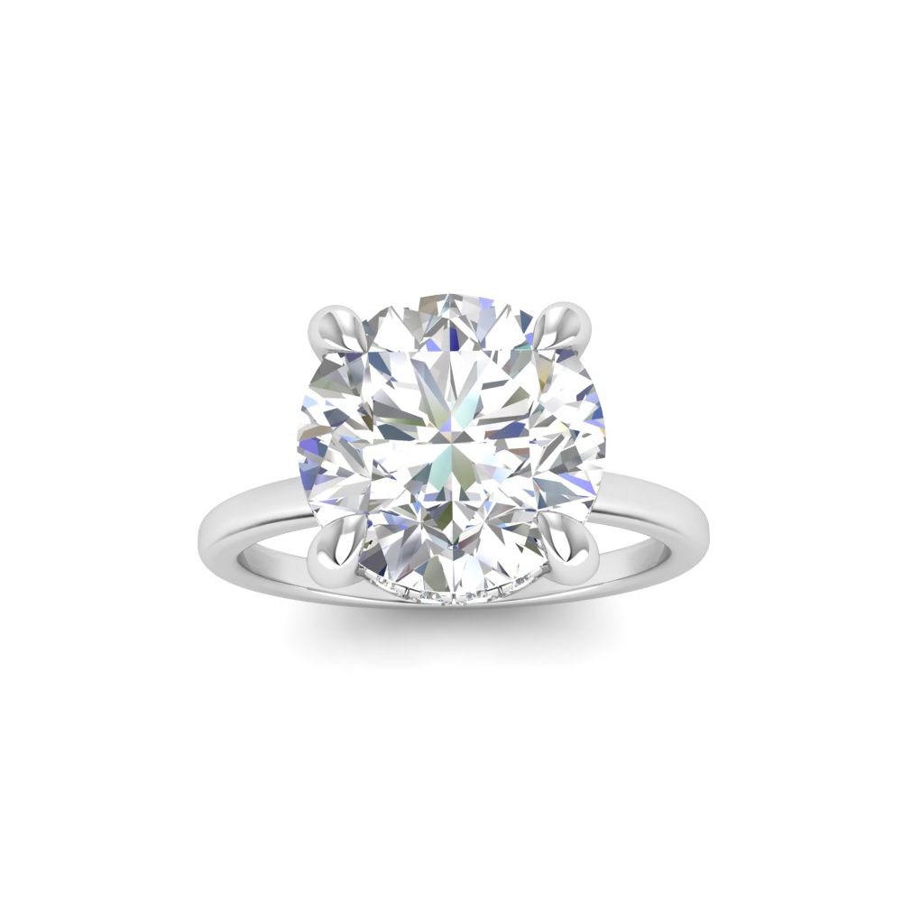 4.21 Ctw Round CZ Hidden Halo Engagement Ring