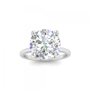 4 Ct Round Moissanite & .21 Ctw Diamond Hidden Halo Engagement Ring