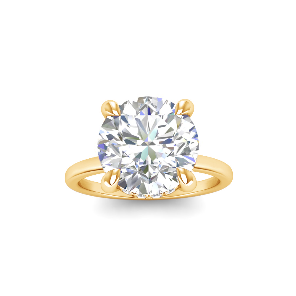 4 Ct Round Moissanite & .21 Ctw Diamond Hidden Halo Engagement Ring