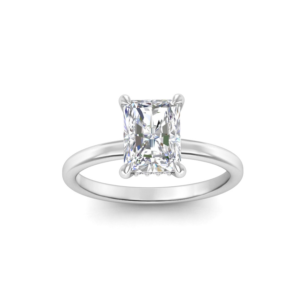 2 Ct Radiant Moissanite & .09 Ctw Diamond Hidden Halo Engagement Ring
