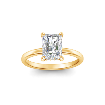 4 Ct Radiant Lab Diamond & .10 Ct Diamond Hidden Halo Engagement Ring