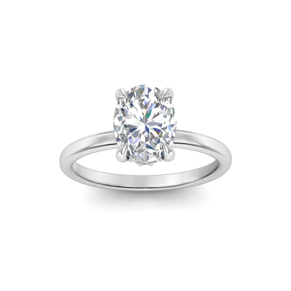 2 Ct Oval Moissanite & .10 Ctw Diamond Hidden Halo Engagement Ring