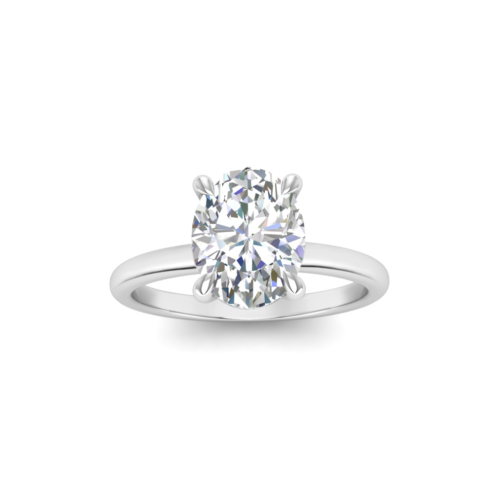 3 Ct Oval Moissanite & .10 Ctw Diamond Hidden Halo Engagement Ring