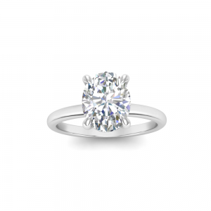 2 Ct Oval Moissanite & .11 Ctw Diamond Hidden Halo Engagement Ring