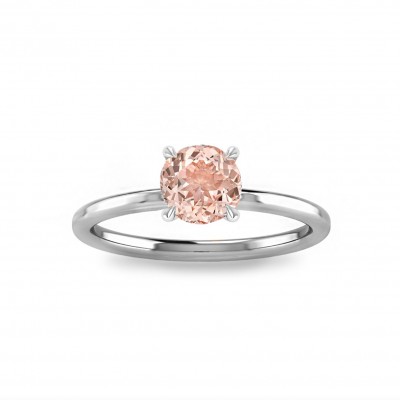 1 Ct Round Morganite Solitaire Ring