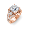 2 Ct Cushion Lab Diamond & 1 Ctw Split Shank Wide Band Engagement Ring