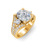 4 Ct Elongated Cushion Lab Diamond & 1 Ctw Split Shank Wide Band Engagement Ring