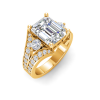 2 Ct Emerald Lab Diamond & 1 Ctw Split Shank Wide Band Engagement Ring