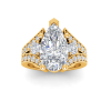 2 Ct Pear Moissanite & 1 Ctw Lab Diamond Split Shank Wide Band Engagement Ring