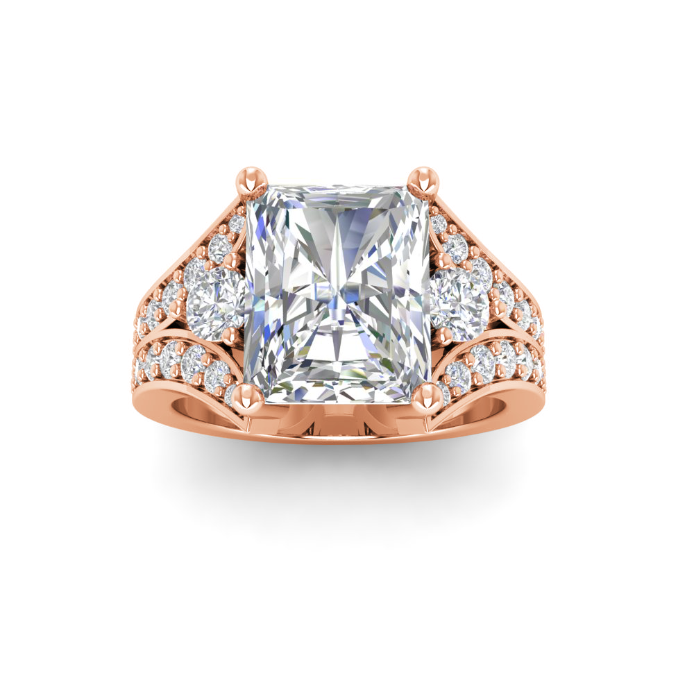 2 Ct Radiant Lab Diamond & 1 Ctw Split Shank Wide Band Engagement Ring
