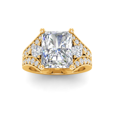2 Ct Radiant Lab Diamond & 1 Ctw Split Shank Wide Band Engagement Ring
