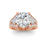 2 Ct Round Moissanite & 1 Ctw Lab Diamond Split Shank Wide Band Engagement Ring
