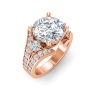 2 Ct Round Moissanite & 1 Ctw Lab Diamond Split Shank Wide Band Engagement Ring
