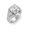 2 Ct Round Moissanite & 1 Ctw Lab Diamond Split Shank Wide Band Engagement Ring