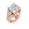 5 Ct Cushion Colorless Lab Diamond & 1 Ctw Split Shank Wide Band Engagement Ring
