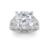 6 Ct Cushion Moissanite & 1 Ctw Lab Diamond Split Shank Wide Band Engagement Ring