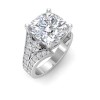 6 Ct Cushion Moissanite & 1 Ctw Lab Diamond Split Shank Wide Band Engagement Ring