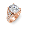 6 Ct Elongated Cushion Moissanite & 1 Ctw Lab Diamond Split Shank Wide Band Engagement Ring
