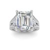6 Ct Emerald Colorless Lab Diamond & 1 Ctw Split Shank Wide Band Engagement Ring