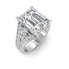 6 Ct Emerald Colorless Lab Diamond & 1 Ctw Split Shank Wide Band Engagement Ring